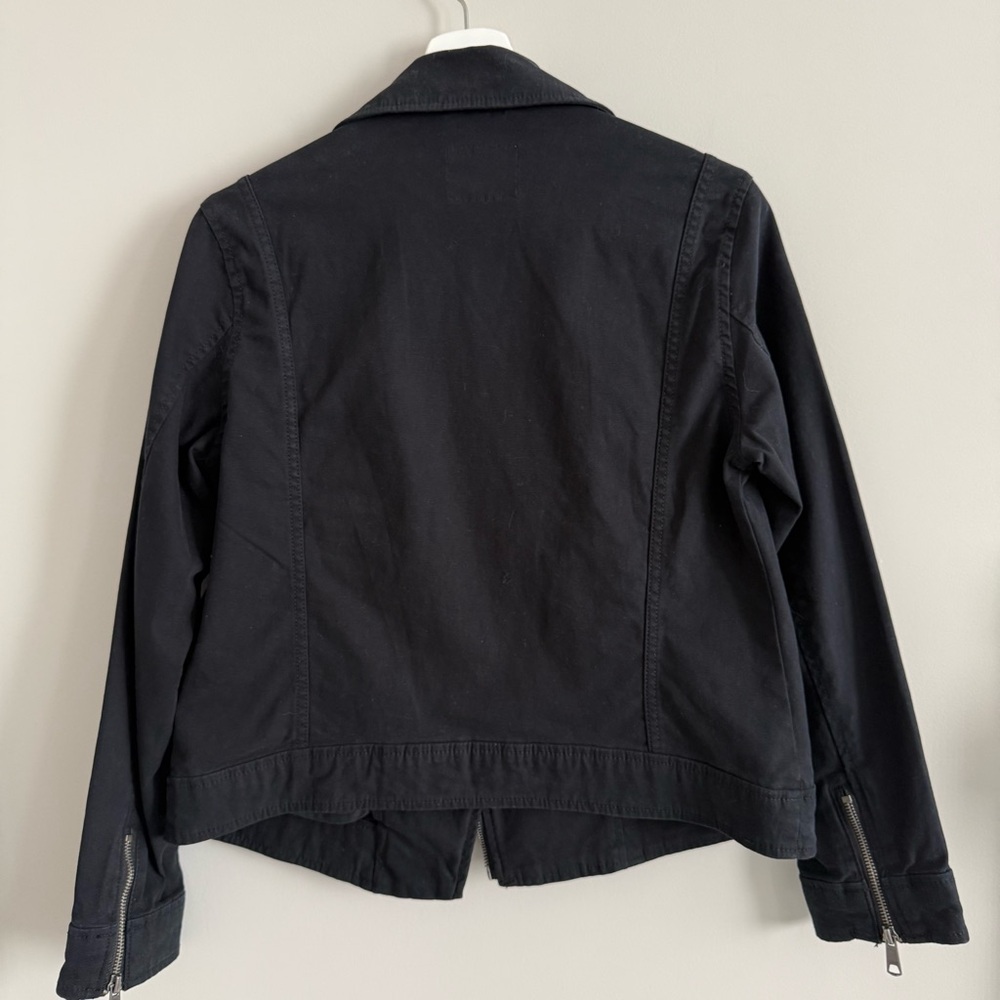 Old Navy Black Jack Moto Jacket Asymmetrical Zip Black Medium - Picture 6 of 10